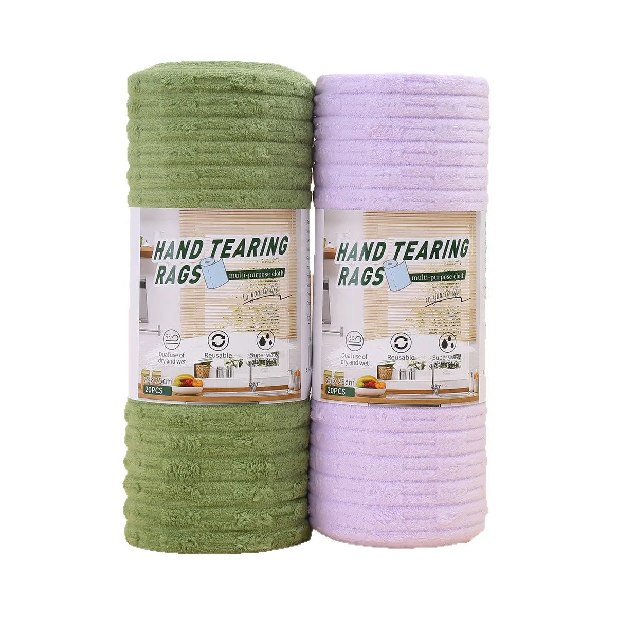 20 PCS Tearable Antibacterial Cleaning Cloths, 10A-Grade Reusable Wet/Dry Lint-Free Rags