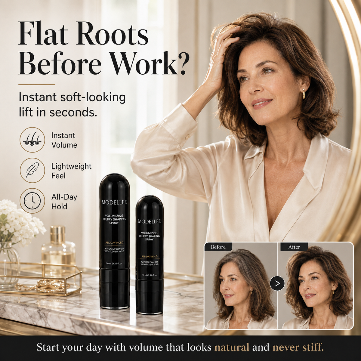 Fluffy Hair Shaping Spray Long Lasting Volumizing Mist with Peach Fragrance