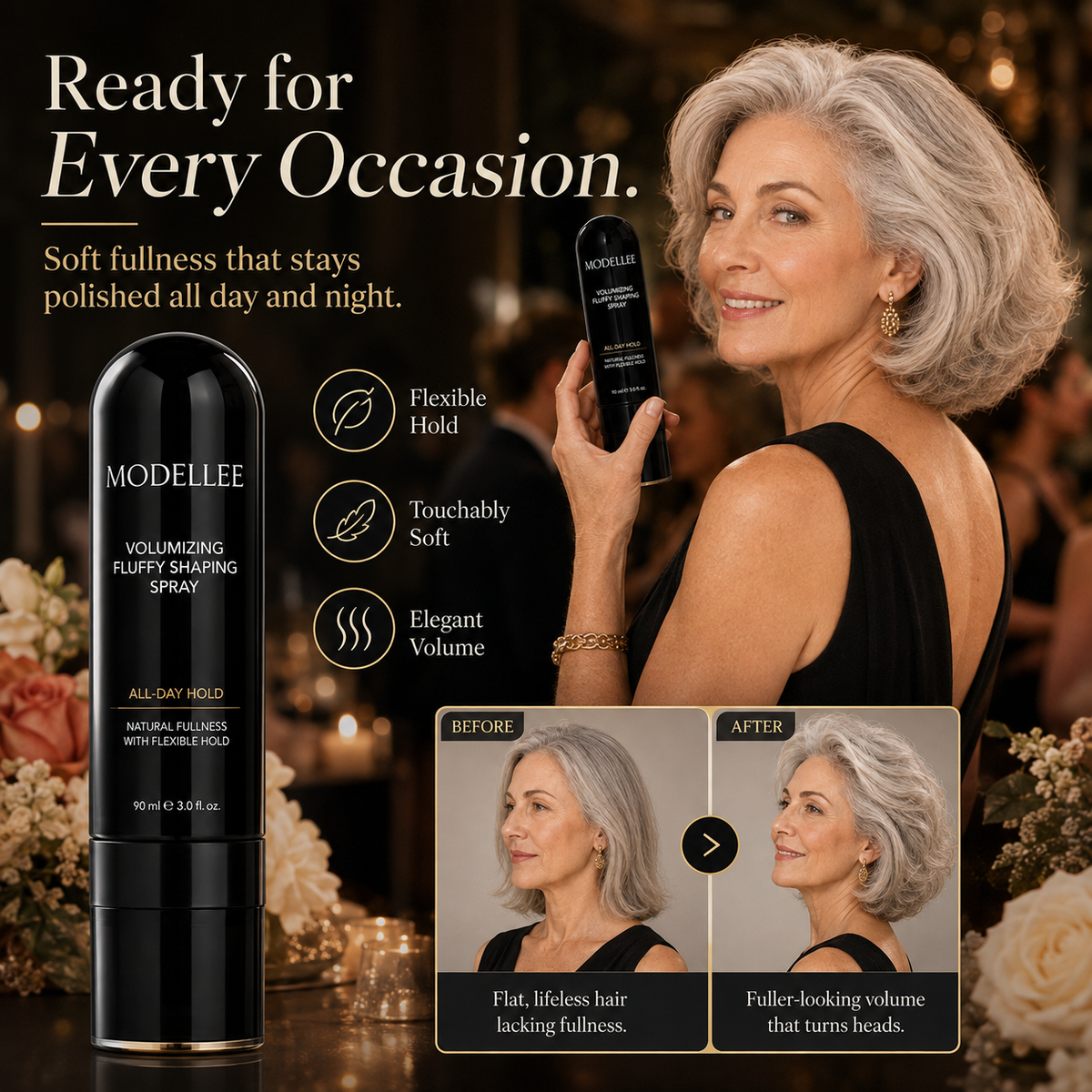 Fluffy Hair Shaping Spray Long Lasting Volumizing Mist with Peach Fragrance