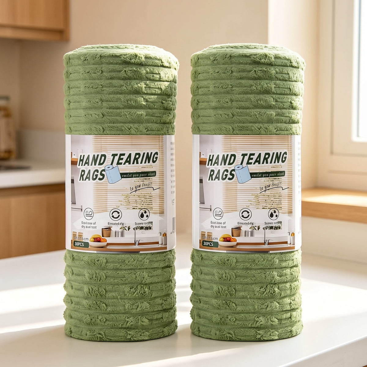 20 PCS Tearable Antibacterial Cleaning Cloths, 10A-Grade Reusable Wet/Dry Lint-Free Rags
