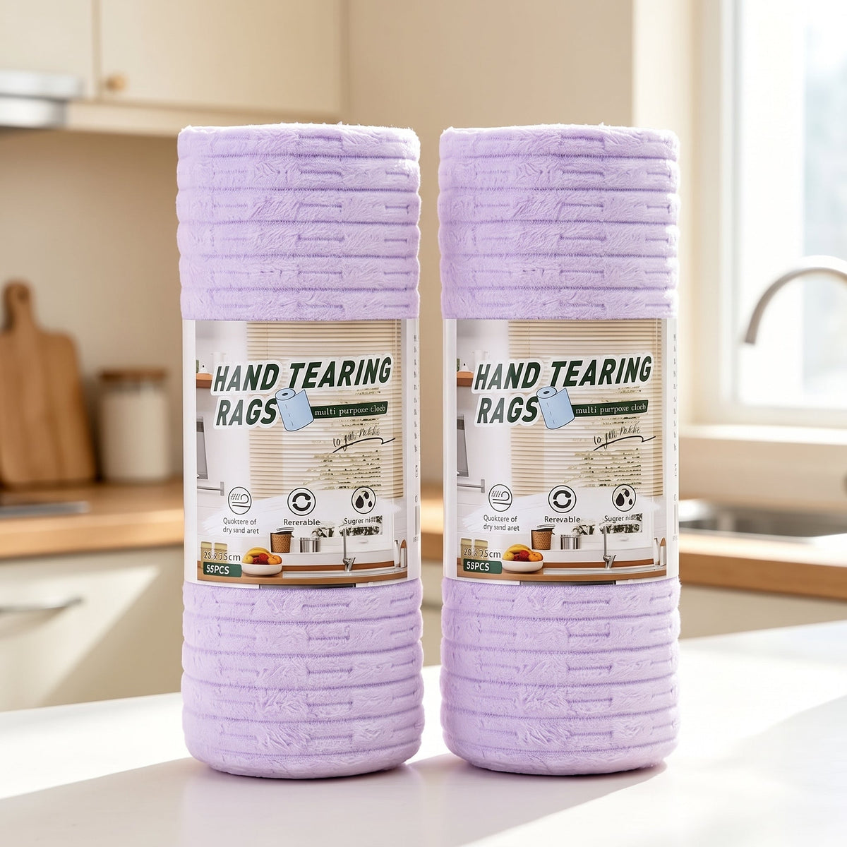 20 PCS Tearable Antibacterial Cleaning Cloths, 10A-Grade Reusable Wet/Dry Lint-Free Rags