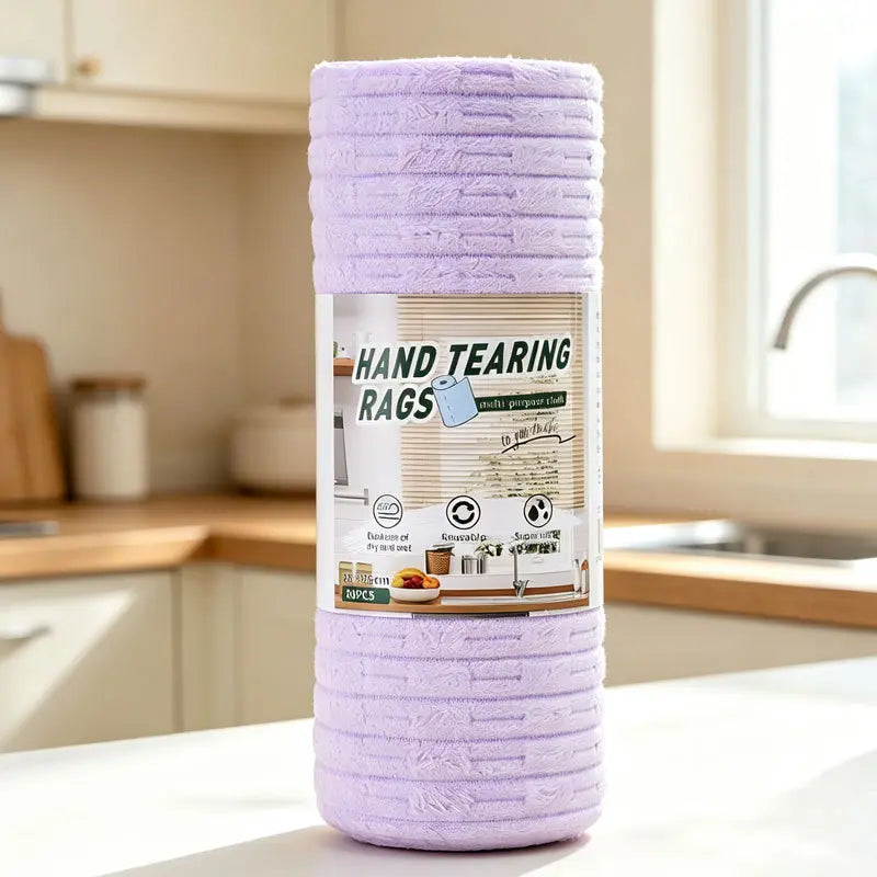 20 PCS Tearable Antibacterial Cleaning Cloths, 10A-Grade Reusable Wet/Dry Lint-Free Rags