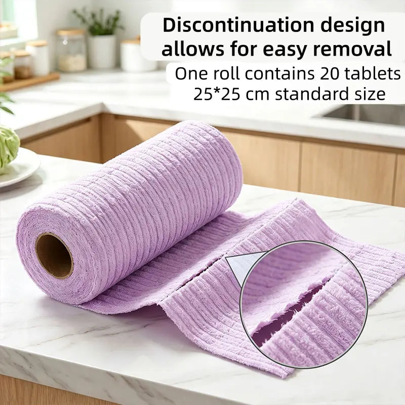 20 PCS Tearable Antibacterial Cleaning Cloths, 10A-Grade Reusable Wet/Dry Lint-Free Rags