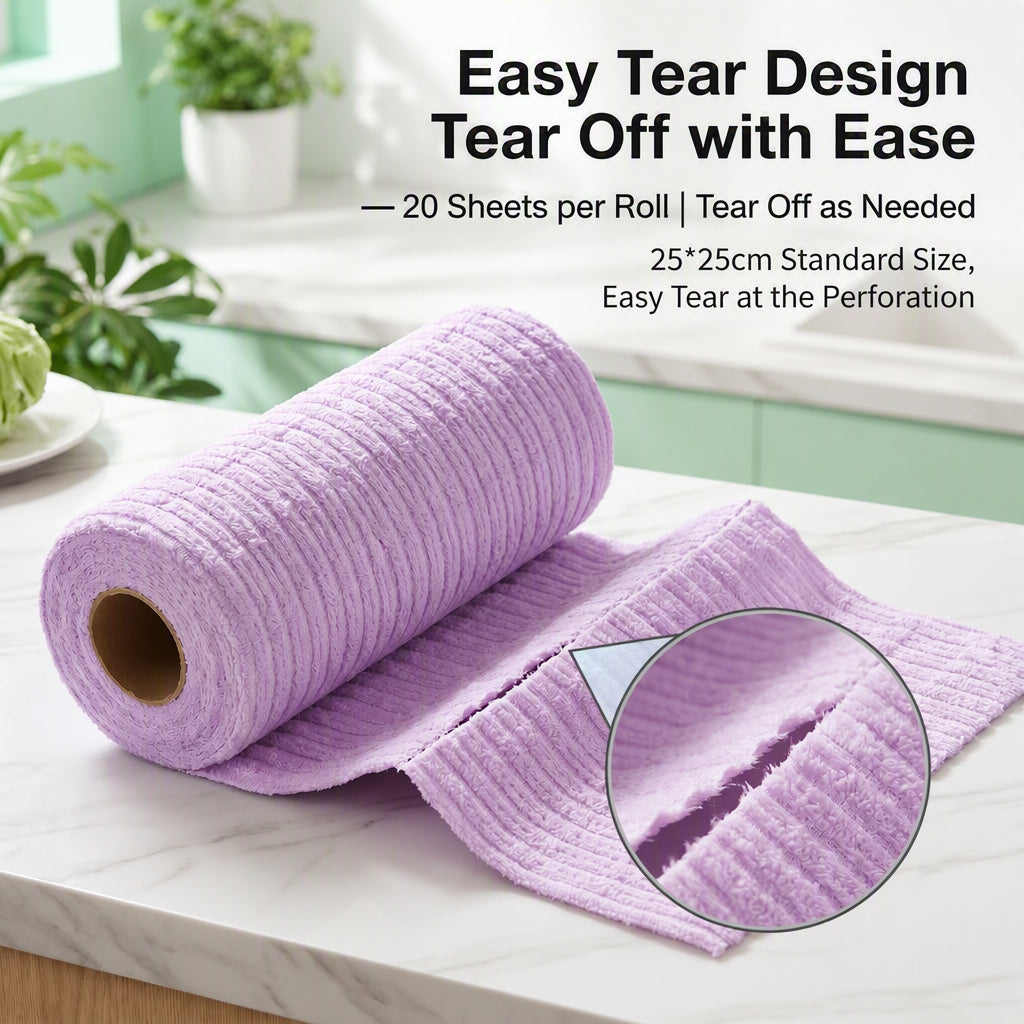 20 PCS Tearable Antibacterial Cleaning Cloths, 10A-Grade Reusable Wet/Dry Lint-Free Rags