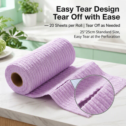 20 PCS Tearable Antibacterial Cleaning Cloths, 10A-Grade Reusable Wet/Dry Lint-Free Rags