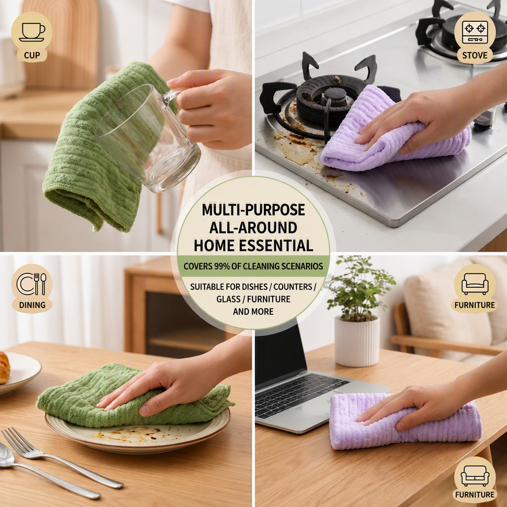 20 PCS Tearable Antibacterial Cleaning Cloths, 10A-Grade Reusable Wet/Dry Lint-Free Rags
